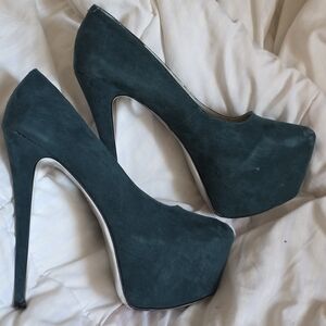 Women’s Dark Teal Suede Platform High Heels